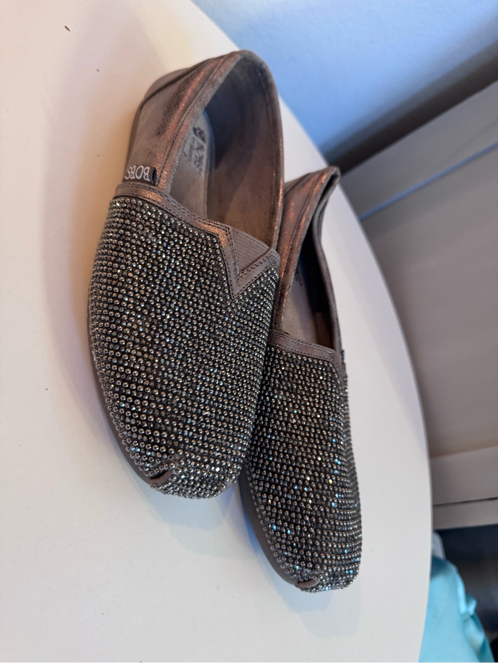 Bobs Gunmetal Crystal-Embellished Slip-On Loafers